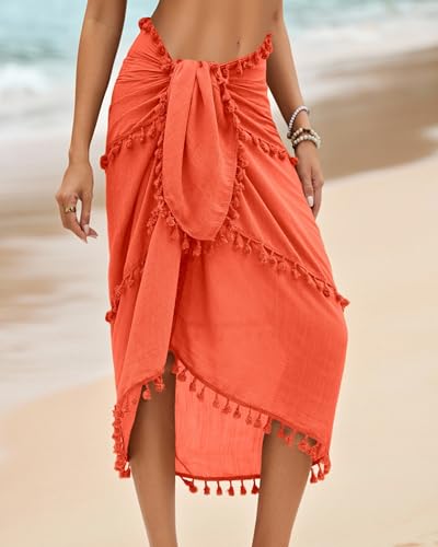 Image of Eicolorte Sarong Cover Up Womens Beach Cover Up Bikini Bathing Suit Swimsuit Swimwear Coverup Sarong Pareo Wraps for Women