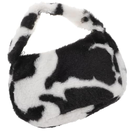 COMPUKAS Bolso de Mano de Peluche para Mujer en Color Negro, Pequeño y Ligero Felpa Agradable, Adecuado para Fiestas y Actividades al Aire Libre