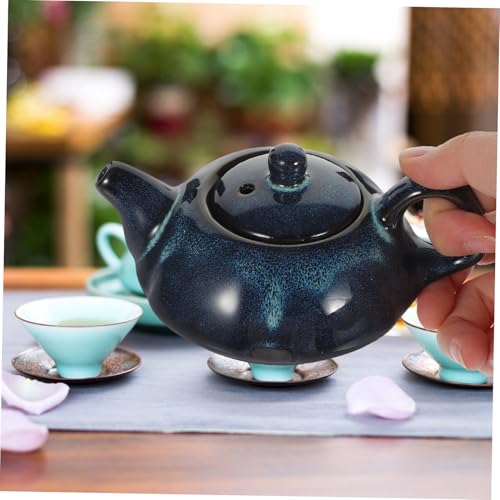 Tetera y tazas de té de cerámica Mobestech con acabado artesanal para hogar 6