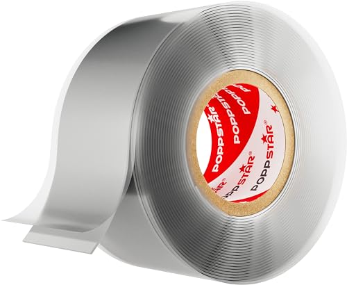 POPPSTAR ruban en silicone auto-fusionnant, 3m x 25mm, ruban isolant et d'étanchéité (Eau, Air), gris, 1 rouleau