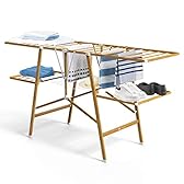 vounot Séchoir à Linge Pliable Deluxe Grand d’étendage 165 * 56 * 90cm Capacité de Séchage 20M Séchoir Extensible sur Pied Charge Max 25KG Couleur Imitation Bois