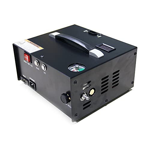 HPDAVV Protable PCP Air Compressor - 12V / 250W - 30Mpa / 4500psi - Auto-Shut Off - Built-in Power Transformer - Powered by 110V / 220V AC or Car 12V DC Battery - Paintball/Scuba Tank Compressor