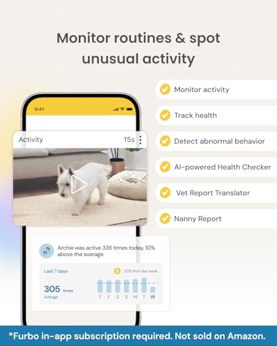 Furbo 360° Dog Camera + Mini [New Subscription Required at Setup] 2-Camera Bundle Nanny Pro Subscription: Dog Safety & Home Security Alerts, Pet Camera with Speaker, Phone App & Night Vision - image 6