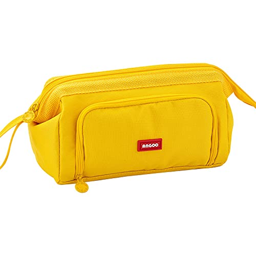 Estojo de lápis Bolsa cosmética de grande capacidade Caixa de bolsa fofa De volta às aulas Material de papelaria coreano japonês (Amarelo)