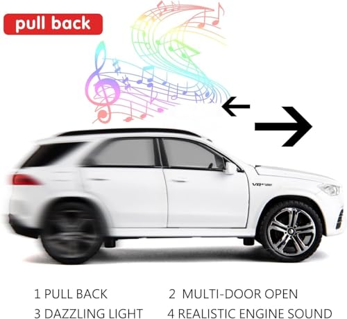 Image of 1:32 AMG GLE 63 S Scale Alloy Metal Pull Back Die-Cast Car Toy with Sound & Light Mini Auto Model for Kids Durable Metal Body Realistic Design Gift for Boys & Collectors (White)