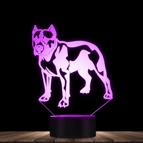 Lámpara de Noche 3D de Acrílico Diseño Pitbull Multicolor miniatura 1