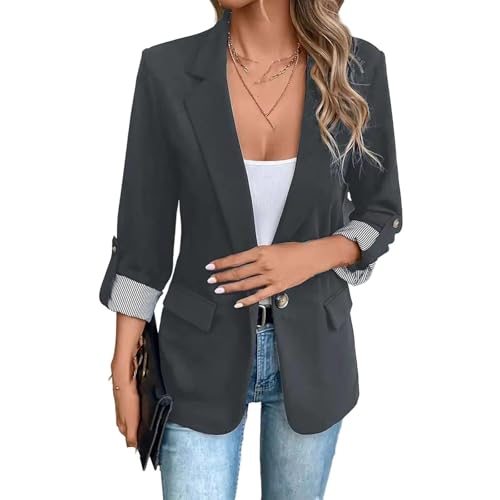 Blazer pour le bureau et le quotidien veste femme boutonnée à manches roulées