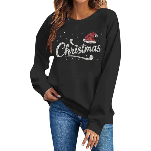 Womens Christmas Sweatshirt Shinny Sequin Rhinestone Xmas Shirt Sweater - image 5