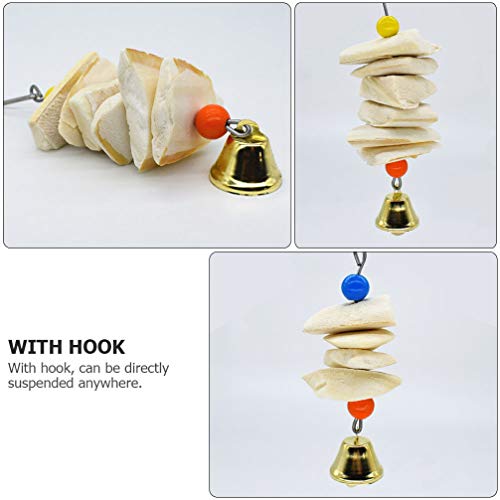 Balacoo Cuttlebone Toys for Birds- 2 Pack Parrot Toys Chewing Bird Toy Cuttlebone Beak Grinding Cage Hanging Bell for African Greys Conure Eclectus Budgies Parakeet Cockatiel, 2 Pack - Image 5