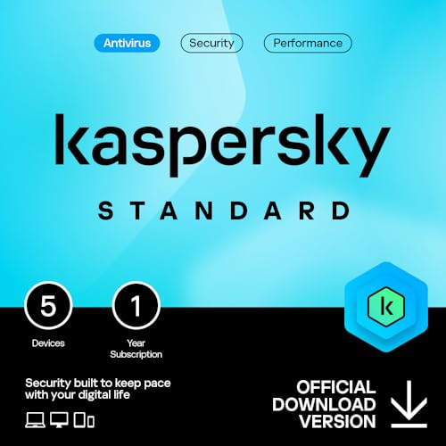 Kaspersky Standard Anti-Virus 2024 | 5 Devices | 1 Year | Advanced Security | Online Banking Protection | Performance Optimization | PC/Mac/Mobile | Online Code