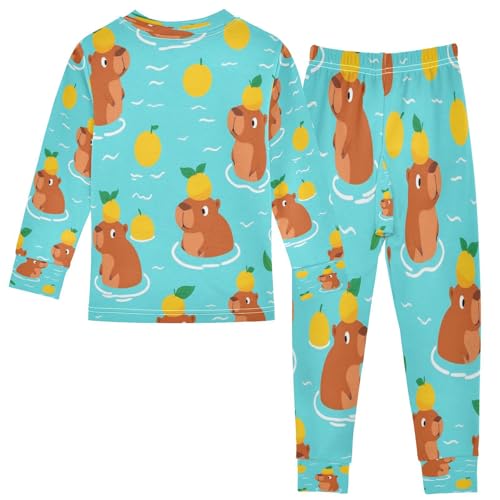 Pajama Sets Long Sleeve Cute Bears with Oranges Soft Comfy Sleepwear 2 Piece PJS 3-8T3