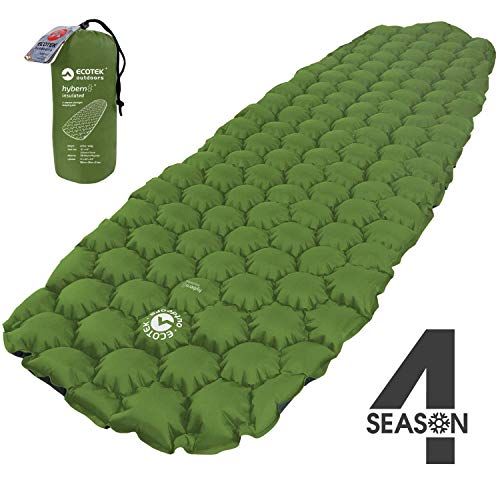 ECOTEK Outdoors Insulated Hybern8 4 Season Ultralight Inflatable Sleeping Pad with Contoured FlexCell
