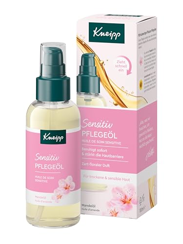 Kneipp Pflegeöl Sensitiv - Hautöl für trockene & sensible Haut - Körperöl mit hochwertigem Mandelöl - 100ml