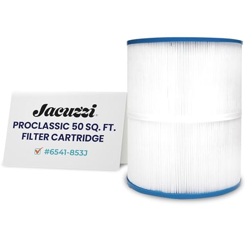 Jacuzzi ProClassic 50 Sq Ft Rinseable Pleated Cartridge Replacement Spa Filter 6541-853J Fits 2023+ J-200 Hot Tubs Durable Reemay Media for Crystal-Clear Clean Spa Water Easy Install & Maintenance