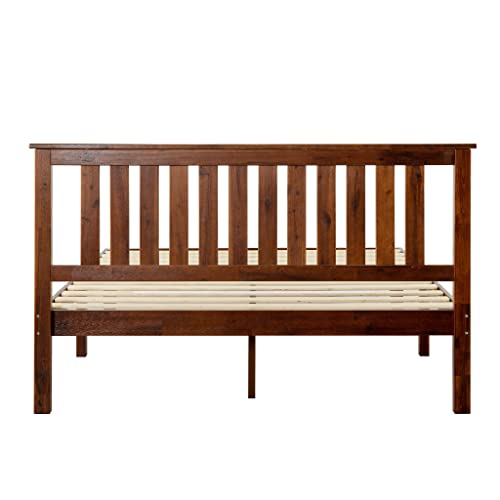 Mellow Marley 14 Inch Solid Wood Platform Bed with Paneled Headboard, Espresso, Full