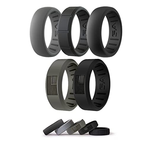 S A Company Men's 3-Pack Silicone Wedding Bands | Lightweight, Comfortable, and Stylish Medical Grade Silicone Rings