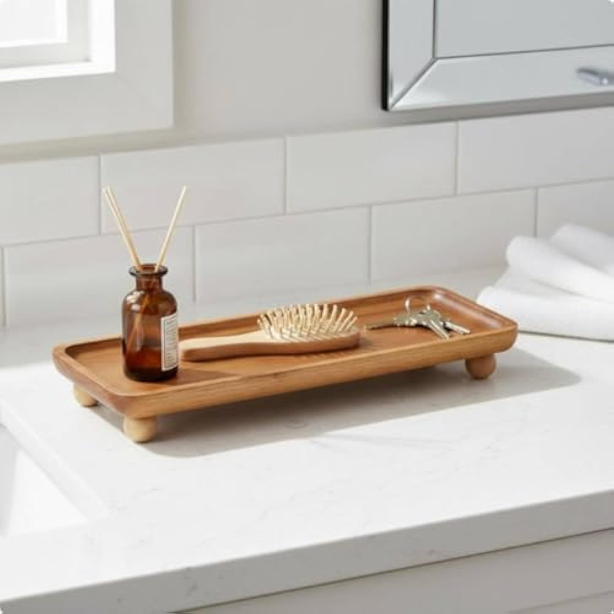 Multi-Purpose Acacia Wood Vanity Tray