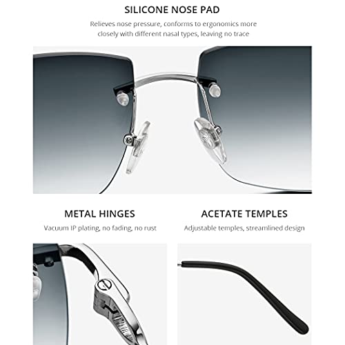 HEPIDEM Rimless Rectangle UV400 Oversize Square Sunglasses for Men with Nylon Lens3