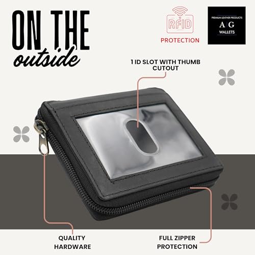 ag wallets Mens Zip Around Leather Wallet with Inserts (Black)3