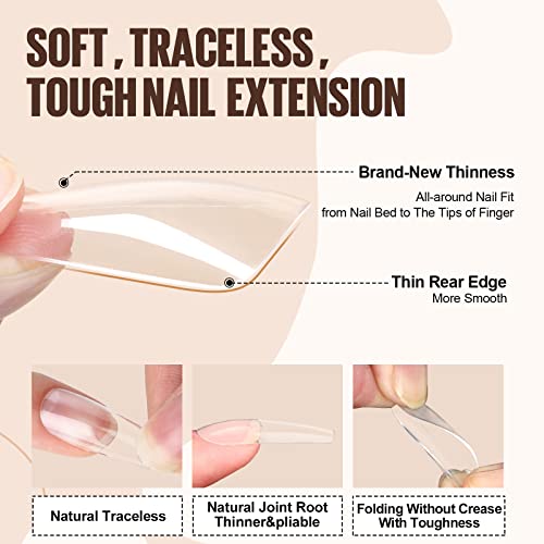 Tomicca Nail Tips And Glue Gel Kit - 500Pcs Coffin Soft Gel Nail Tips, Portable Uv Led Nail Lamp And 15Ml 4 In 1 Nail Glue Gel, Professional Acrylic Gel Nail Kit, Easy Diy Nail Art Extension Kit #TOP1