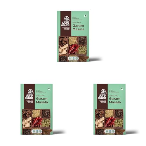 Image of Pure & Sure Organic Garam Masala 100gm (Pack of 3) | Traditional, Authentic & Multipurpose Masala Powder | Perfect Blend of Spices with Great Taste & Aroma | No Preservative & Pesticide