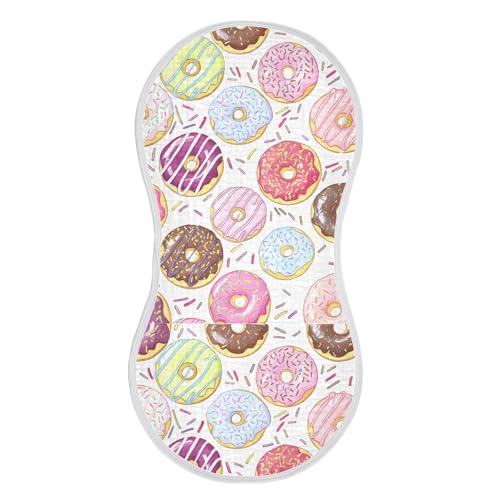 xigua Colorful Donuts Muslin Baby Burp Cloths Set of 4, Super Soft & Absorbent Burping Rags, Cotton Burp Clothes Shower Gift for Newborn, Baby Girls and Boys