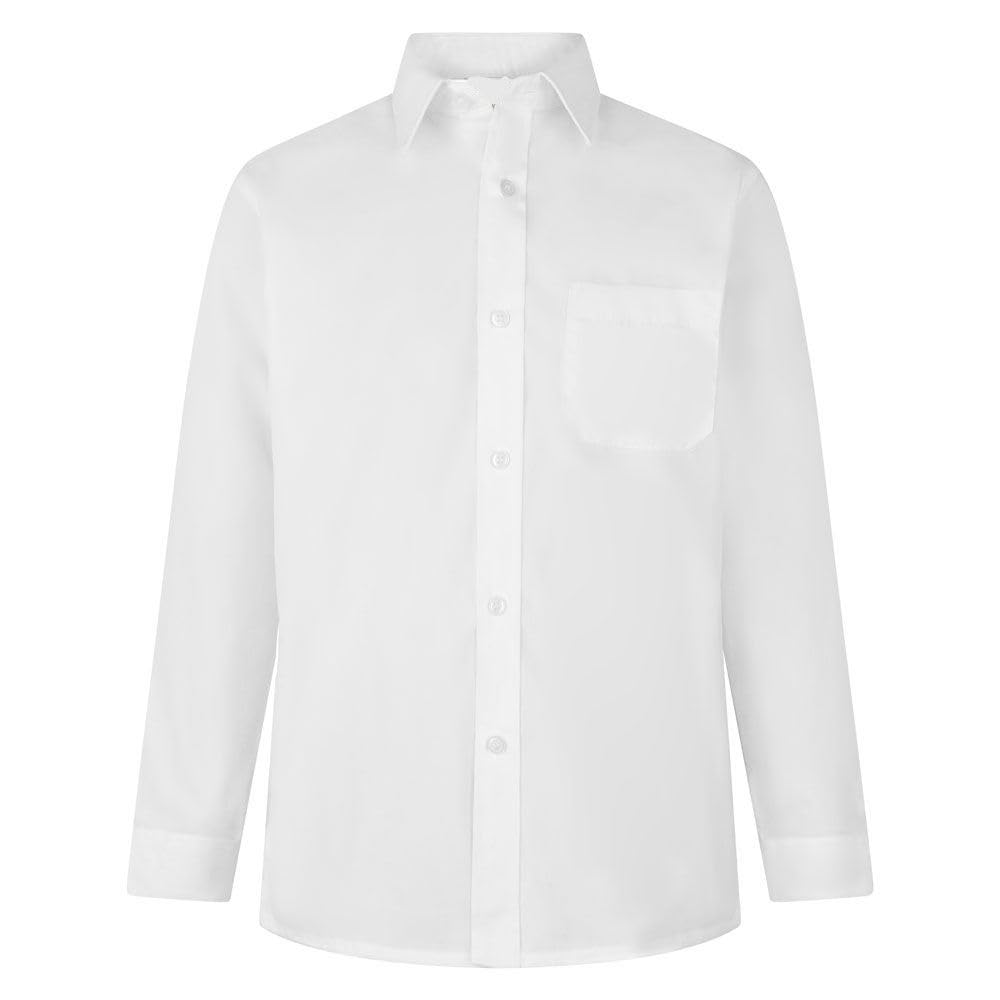 L S U Camisas escolares de manga corta y manga larga para niños, color azul y blanco