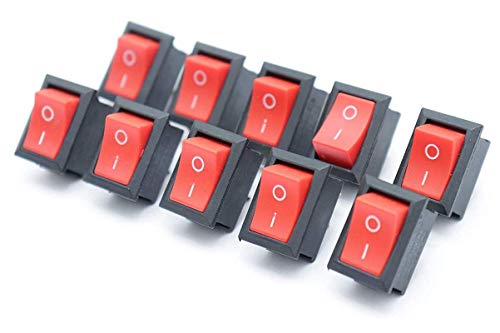 Image of FEDUS (10psc) Small Mini Boat On /Off Rocker Switch Snap-in 2-Pin Red Plastic Button