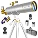 Telescope for Adults Beginners, 90mm Aperture 550mm Refractor Portable Telescope for Astronomy with 25mm & 10mm Eyepieces, Adjustable Tripod, Phone Adapter & Carry Bag– Ideal for Moon Viewing