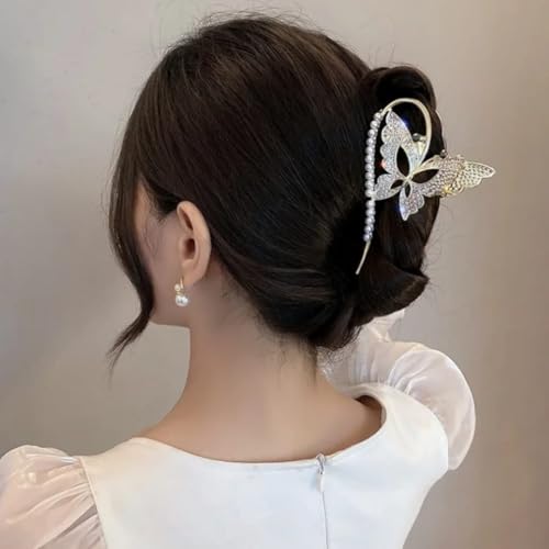 Image of Modern Hair Clutcher For Women | Stylish Hair Claws For Girls | Premium & Fashionable Girls Hairs Accessories | Suitable In Various Occasions (Luxury Rhimestone Butterfly)