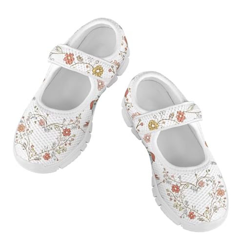 Mary Jane Shoes for Girls Cartoon Small Birds Toddler Dress Shoes Breathable School Shoes Mesh Sneaker for Kids,Size 11-2.52