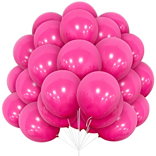 Ballons Roses, Paquet de 30 Ballons Mat Roses en Latex 12 pouces 30,5 cm Ballon avec Ruban pour Femmes Fête d'anniversaire de Filles Mariage Baptême Douche...