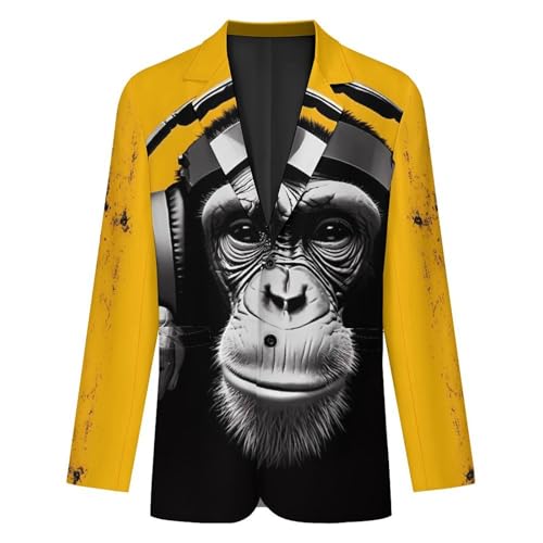 Music Headphone Monkey Men's Casual Blazers Slim Fit Sport Coats Blazer Two Buttons Suit Jacket for Work Party4