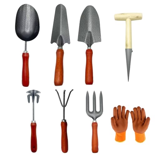 Juego de herramientas de jardinería de madera 8 piezas miniatura 1