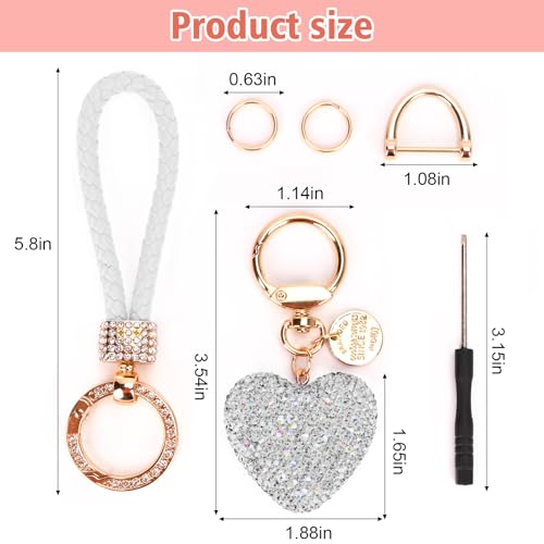 Car Keychain for Women with Rhinestone Heart Shape Bling Girl Cute Keychain for Christmas,Personalized Gift4