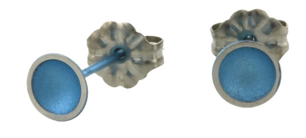 Ti2 Titanium Womens Tiny Dome Stud Earrings - Sky Blue
