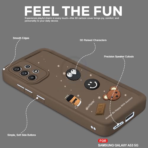 Image of AESTMO Back Case Cover for Samsung Galaxy A53 5G Cover | Cute Fun Cartoon 3D Ball | Coffee Silicone Case | Full Body Protection | Camera Protection Back Cover for Samsung Galaxy A53 5G (Brown)