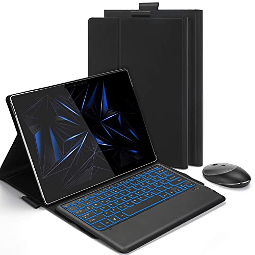 Backlight Keyboard Case with 2.4G + Bluetooth Mouse for Microsoft Surface Pro 4/5 / 6/7, Removable Rechargeable Keyboard US Layout and Mice for Microsoft Surface pro 4/5 / 6/7