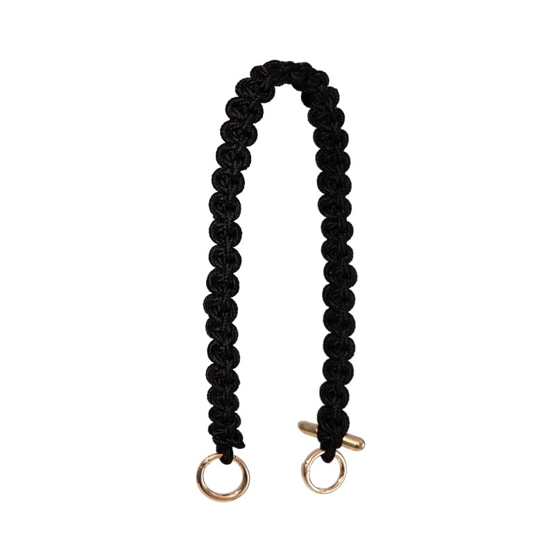 Taschenkette DIY Handtaschengurt for Damen, handgefertigt, gewebtes Seil, Design for Mädchen, kurz, 60 cm lang, Taschengurt, einfach passende Kette, Umhängetaschengürtel Kette FüR Tasche(Upgrade black