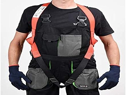 Yato Professional Full Body Catch Harness, Solid Buckles, Roofer, Fall Protection, Climbing, Red, One Size
