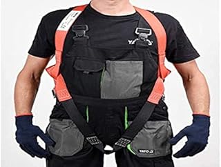 Yato Professional Full Body Catch Harness, Solid Buckles, Roofer, Fall Protection, Climbing, Red, One Size