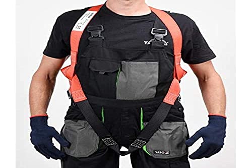 Preisvergleich Produktbild YATO Profi Vollkörper Auffanggurt, solide Schnallen, Dachdecker Geschirr Fallschutz Absturzsicherung Klettergurt, rot, einheitsgröße