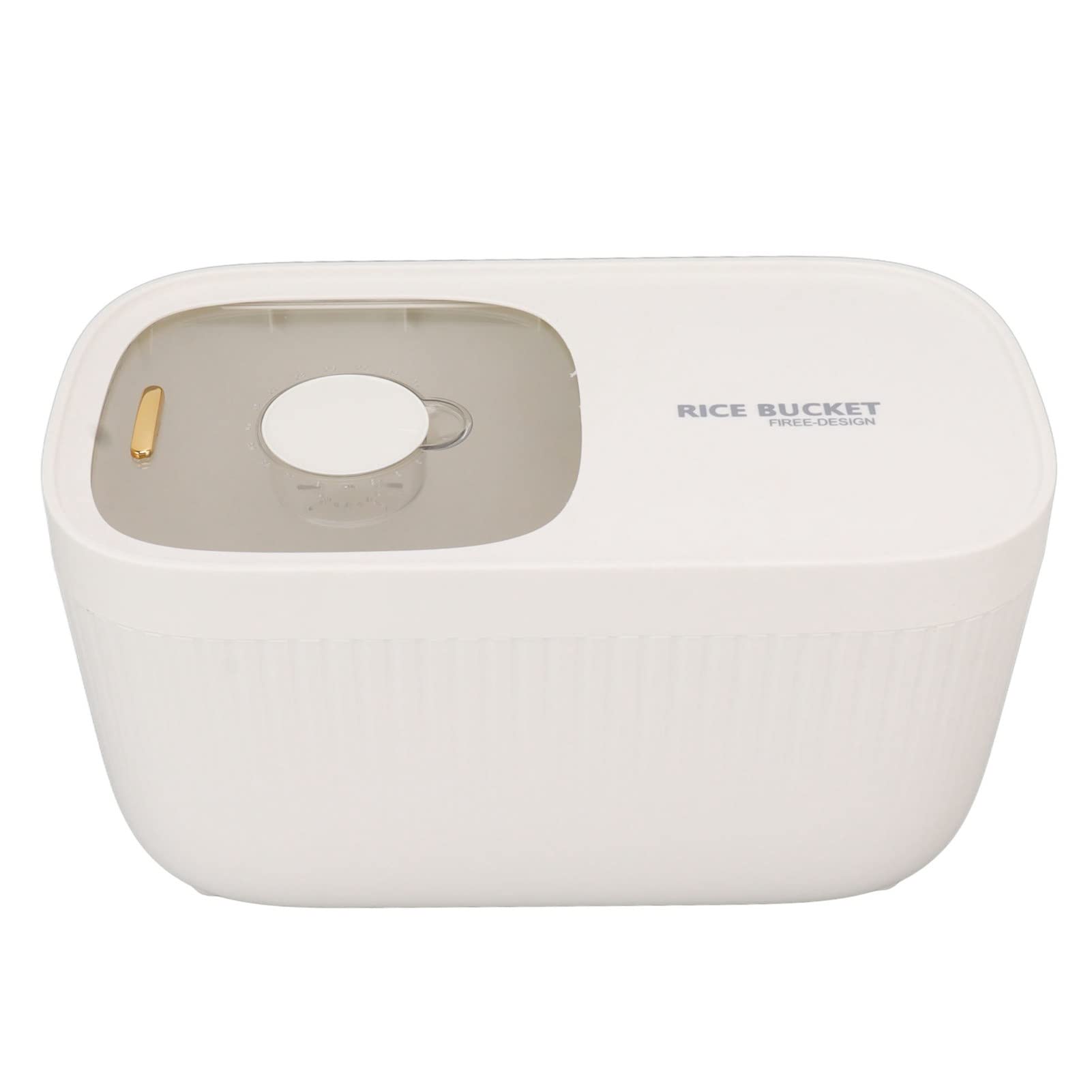 Rendon Rice Bucket Dispenser, Nordic Style Rice Storage Bucket Non Lag Light Luxury Labor Saving with Bowl for Kitchen (White)