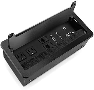 Zeshan Table Power Connectivity Box for Conference Desktop Black with Power Socket, USB