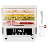 Smart One Touch Food Dehydrator, 5 Layer Transparent Trays, 4 Preset Modes, Digital Timer & Temperature Control, Dehydrators for food and Jerky,Fruit, Meat, Herbs, Mushrooms, Beef Snacks