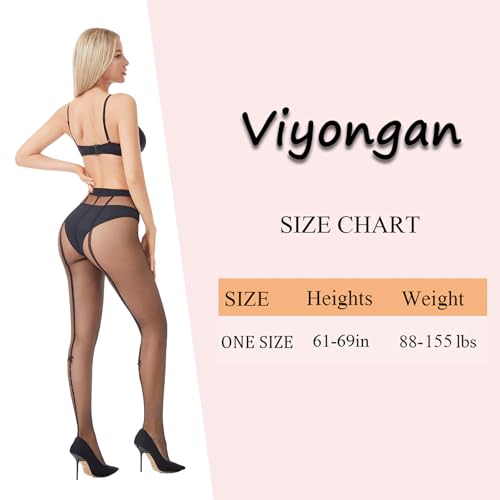 Image of Back Seam Pantyhose for Women High Waist Sheer Seamed Tights Sexy Stockings