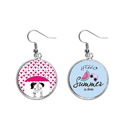 Pendientes de sandía con diseño de besos de San Valentín para mujer