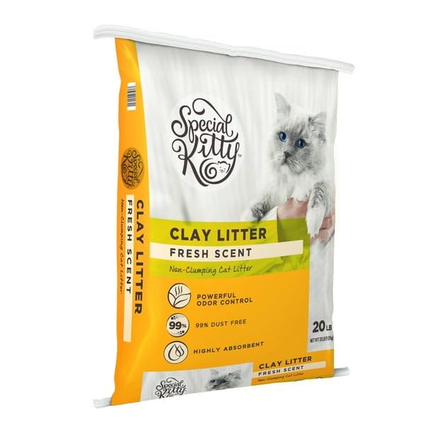 Non-Clumping Clay Fresh Scent Litter, 20 Lbs - This Non-clumping Clay Litter is Fragrance Free and Highly Absorbent to Control Odors Naturally and Keep Your Surroundings Pleasant