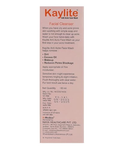 Image of Kaylite Facial Cleanser anti acne face wash Salicylic acid and vitamin E-Acetate Gel, Oil Free,(Pack of 4) 240 ML