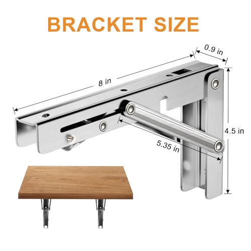 Support d'étagère rabattable 20 cm en acier inoxydable résistant - 7